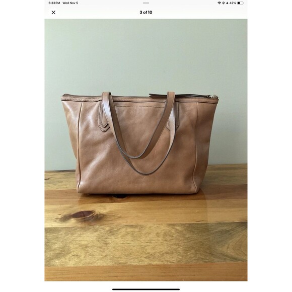 Fossil Sydney Brown Cognac Real Leather Shoulder Tote Shopper Carryall Bag - Picture 3 of 10